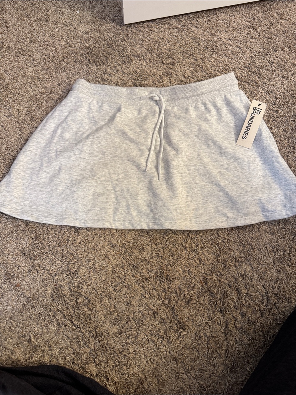 No Boundaries Heather Gray Knit Drawstring Skater Skirt